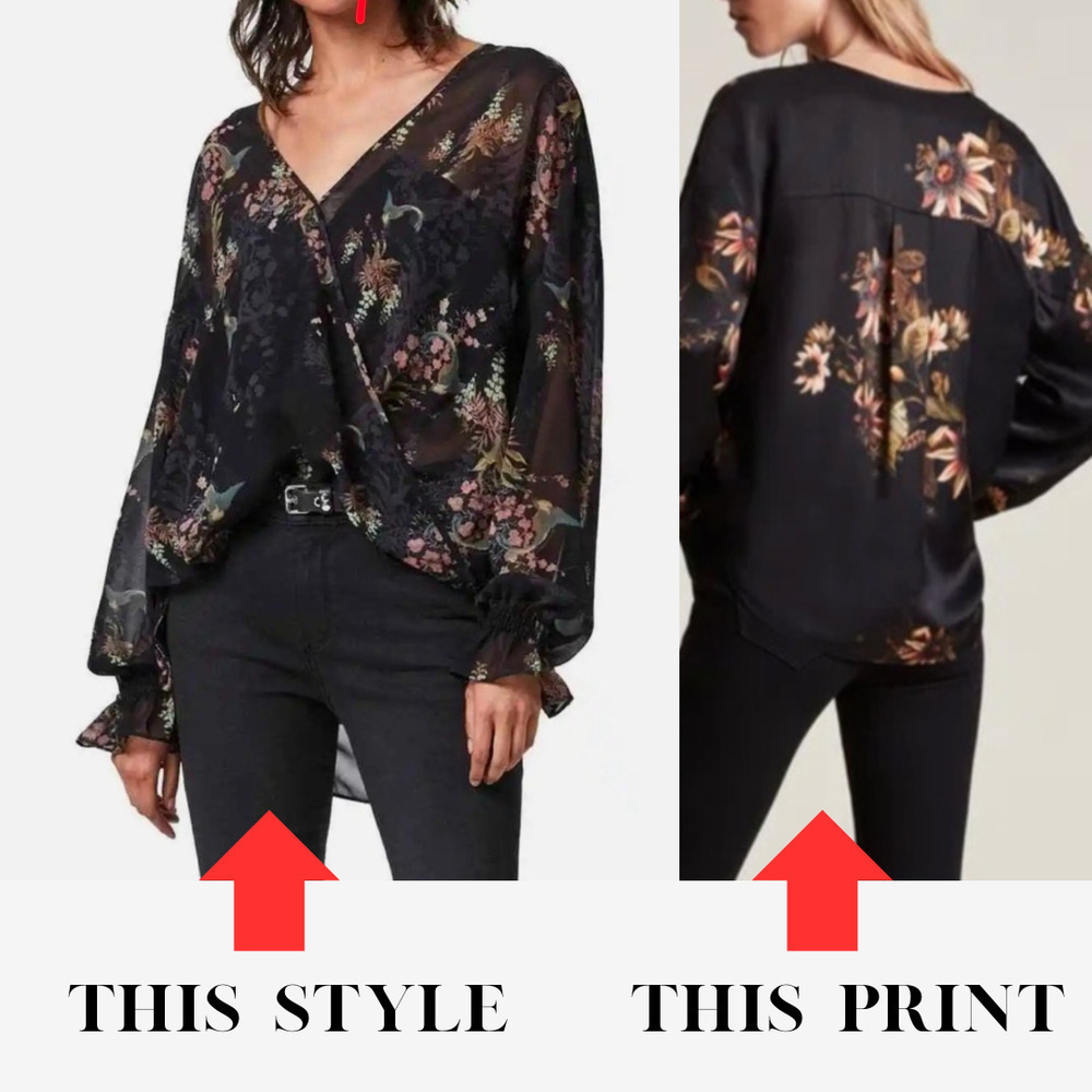 Allsaints Size 10UK 6US Penny Style Floral Blouse Black - Picture 2 of 8